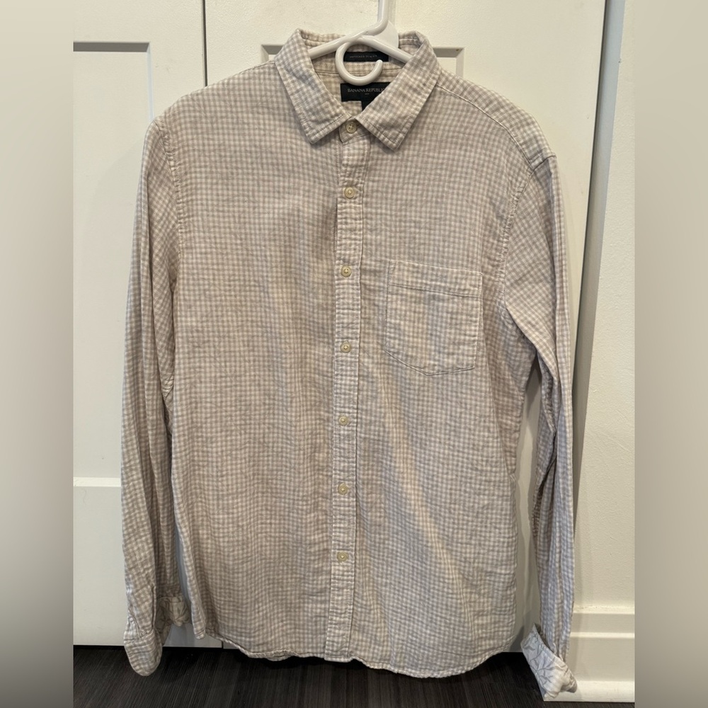 Banana Republic Gray Checkered Men's Shirt